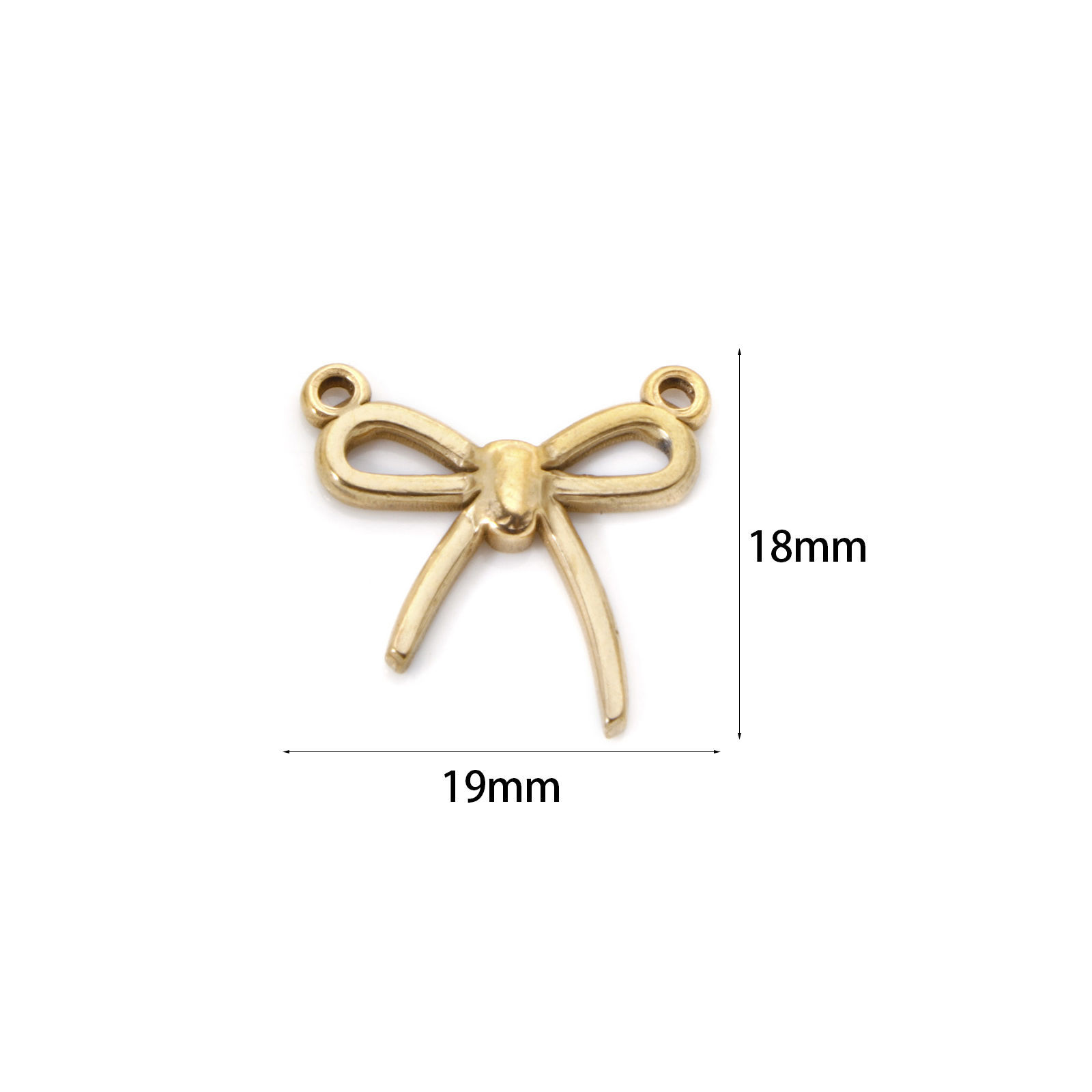 Picture of 2 PCs Eco-friendly 304 Stainless Steel Clothes Connectors Charms Pendants 18K Gold Plated Bowknot Hollow 19mm x 18mm