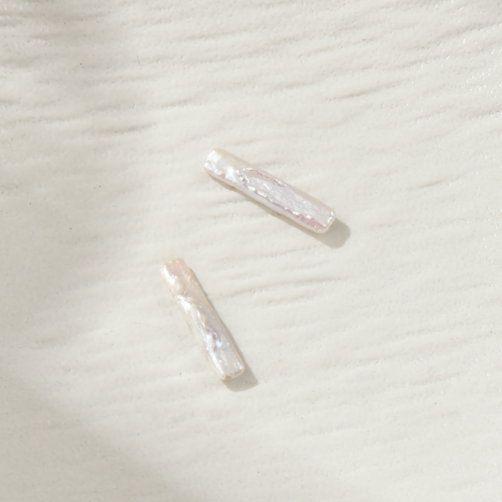 Picture of 1 Piece Natural Freshwater Cultured Pearl Baroque Beads For DIY Jewelry Making Cross White About 3cm x 1.8cm, Hole: Approx 1mm