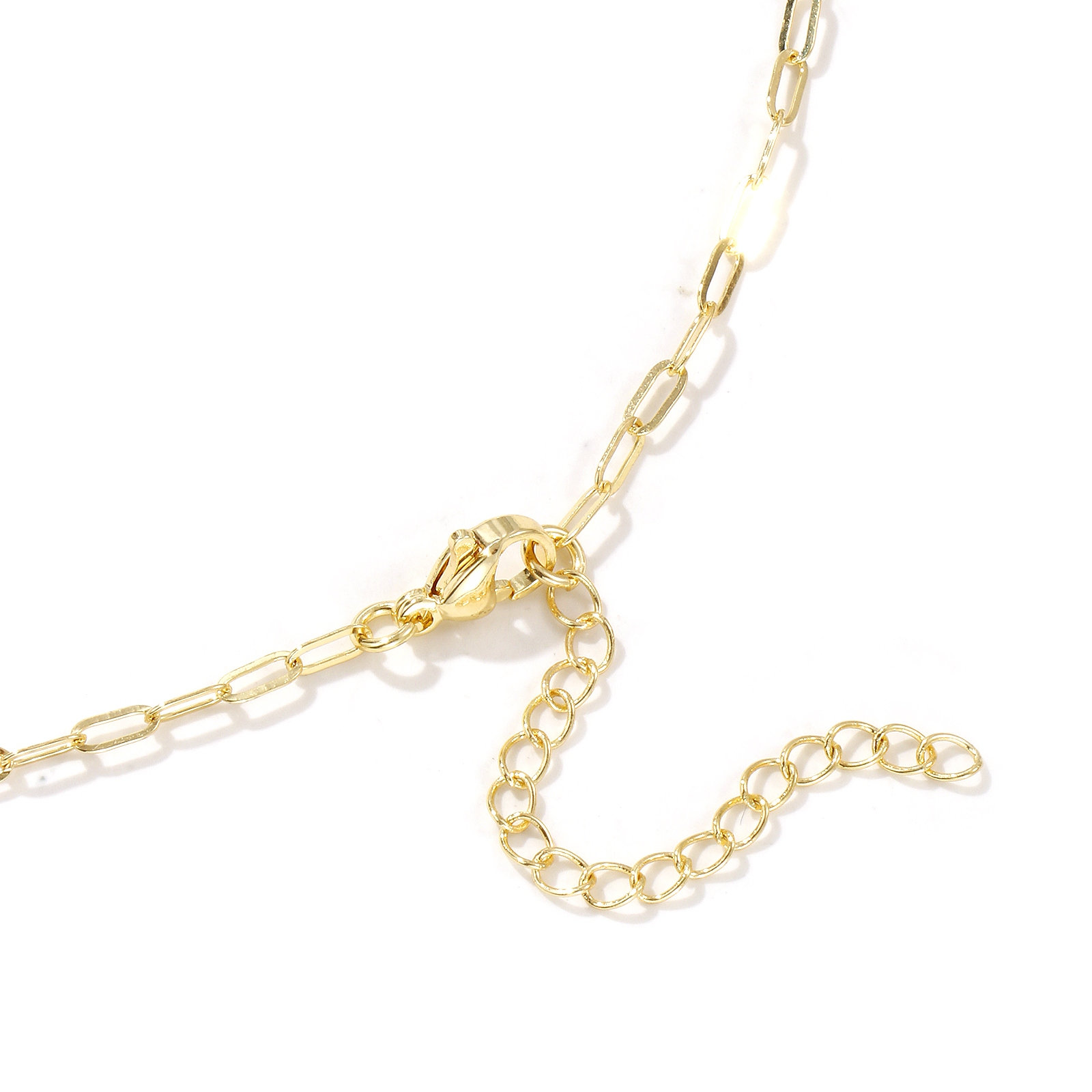 Picture of 18K Real Gold Plated Paperclip Link Chain Flower Pendant Charm Necklace, Brass 45cm(17.7") + 5cm(2"), For Women, Clear Cubic Zirconia Hollow, Stylish Exquisite Gift, Eco-friendly, 1 Piece