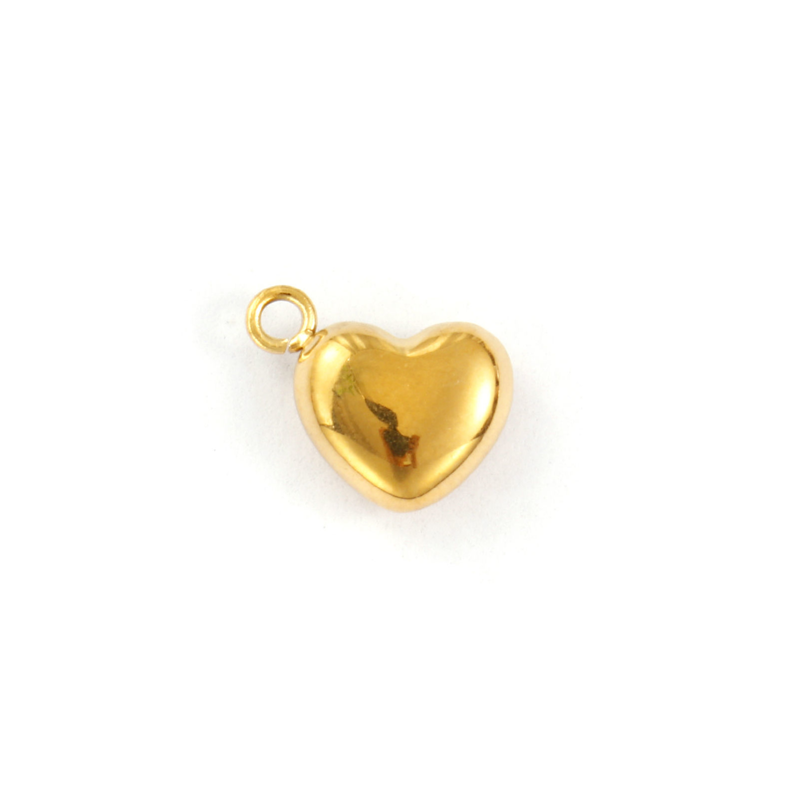 Picture of 2 PCs Eco-friendly PVD Vacuum Plating 304 Stainless Steel Valentine's Day Charms 18K Gold Plated Heart 3D 10mm x 9mm
