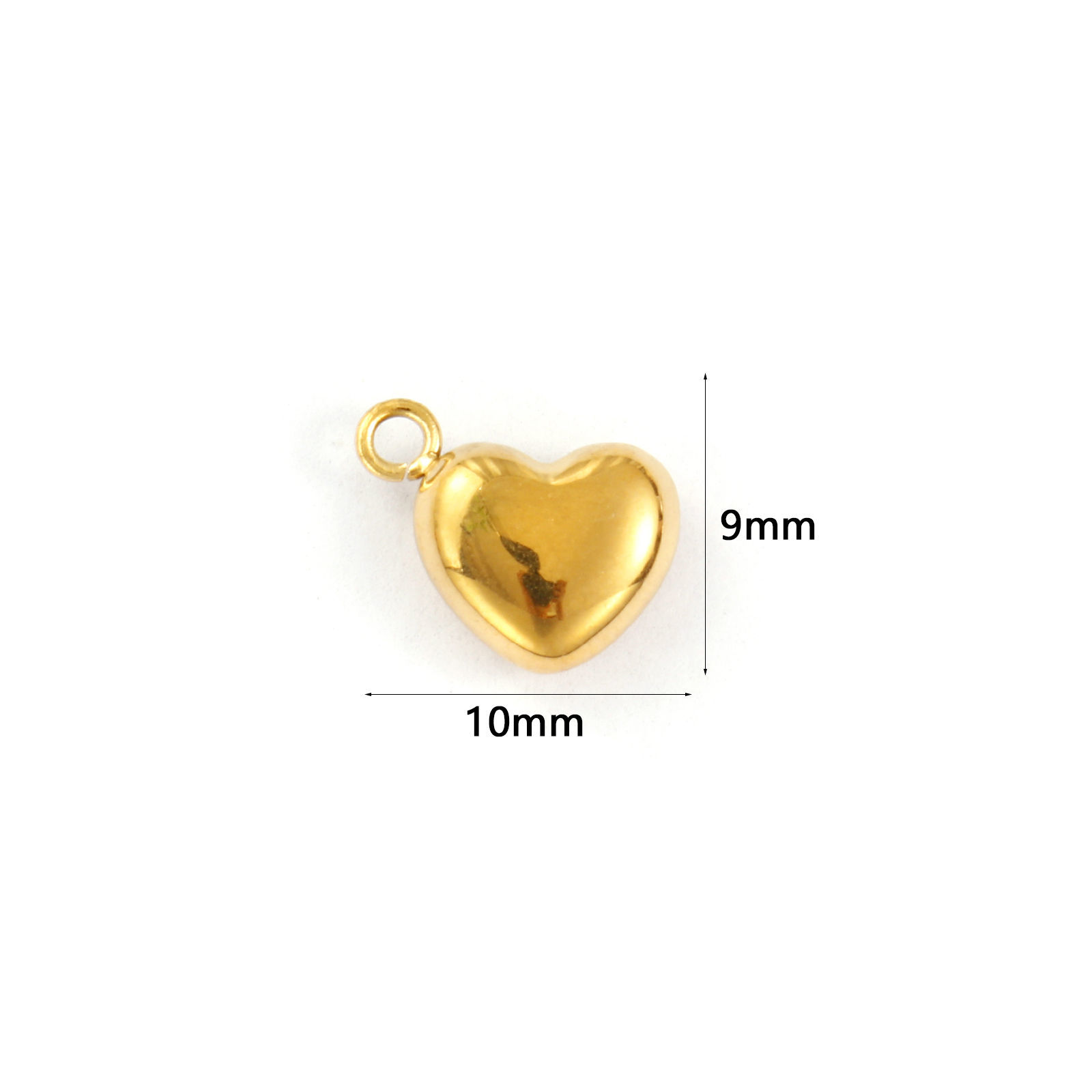 Picture of 2 PCs Eco-friendly PVD Vacuum Plating 304 Stainless Steel Valentine's Day Charms 18K Gold Plated Heart 3D 10mm x 9mm