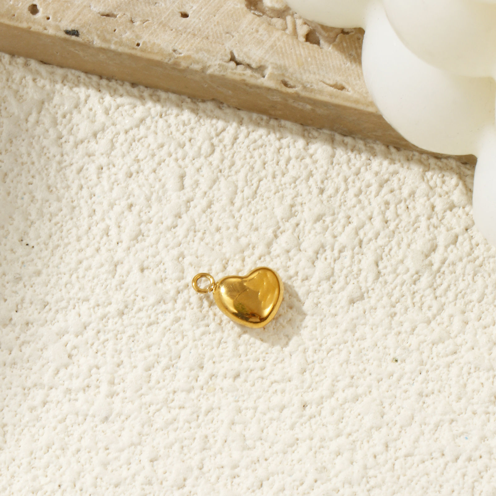 Picture of 2 PCs Eco-friendly PVD Vacuum Plating 304 Stainless Steel Valentine's Day Charms 18K Gold Plated Heart 3D 10mm x 9mm