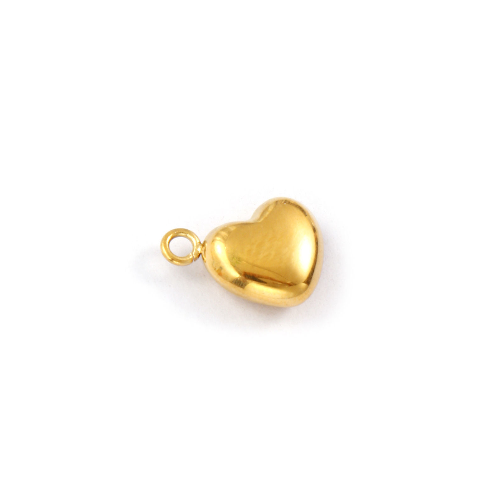 Picture of 2 PCs Eco-friendly PVD Vacuum Plating 304 Stainless Steel Valentine's Day Charms 18K Gold Plated Heart 3D 10mm x 9mm
