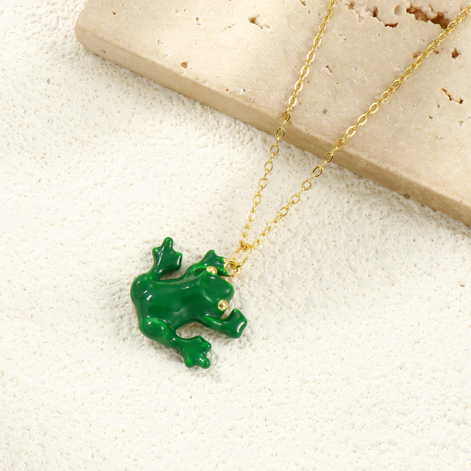 Picture of 1 Piece Eco-friendly Brass Pet Silhouette Charms 18K Real Gold Plated Green Enamel Frog Animal 3D 25mm x 23mm