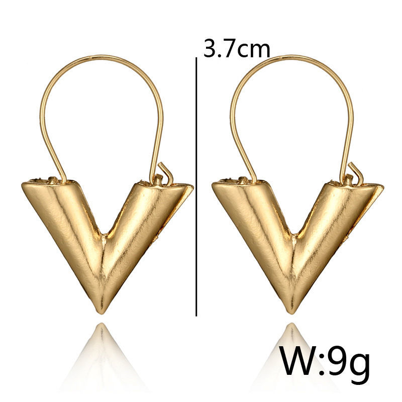 Image de Boucles d'Oreilles Simple Argent Mat Forme V 3.7cm, 1 Paire