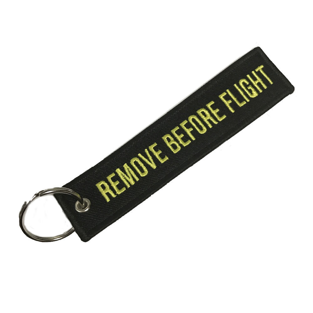 Imagen de 1 Unidad Terylene Sencillo Llaveros Tono de Plata Azul Rectángulo Mensaje " REMOVE BEFORE FLIGHT " 13cm x 3cm