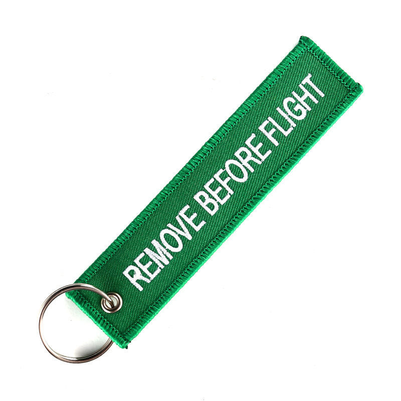 Imagen de 1 Unidad Terylene Sencillo Llaveros Tono de Plata Azul Rectángulo Mensaje " REMOVE BEFORE FLIGHT " 13cm x 3cm