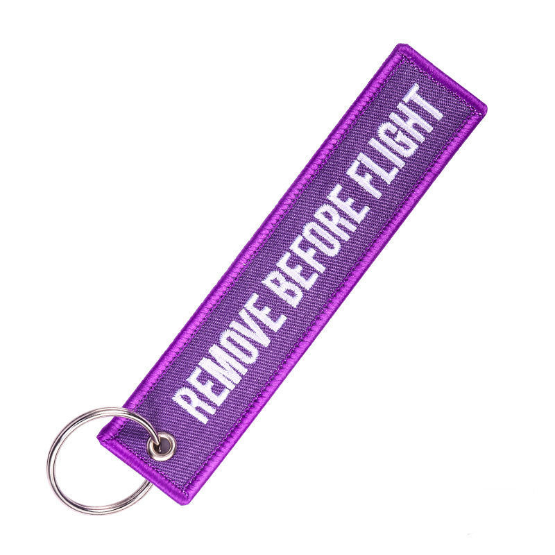 Imagen de 1 Unidad Terylene Sencillo Llaveros Tono de Plata Azul Rectángulo Mensaje " REMOVE BEFORE FLIGHT " 13cm x 3cm