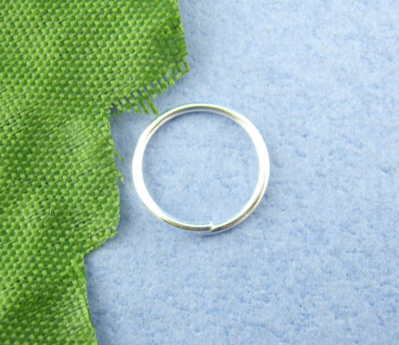 Picture of 600 PCs 10mm Dia., 0.7mm(21 gauge) Iron Based Alloy Open Jump Rings Findings For Jewelry Making Silver Plated Round