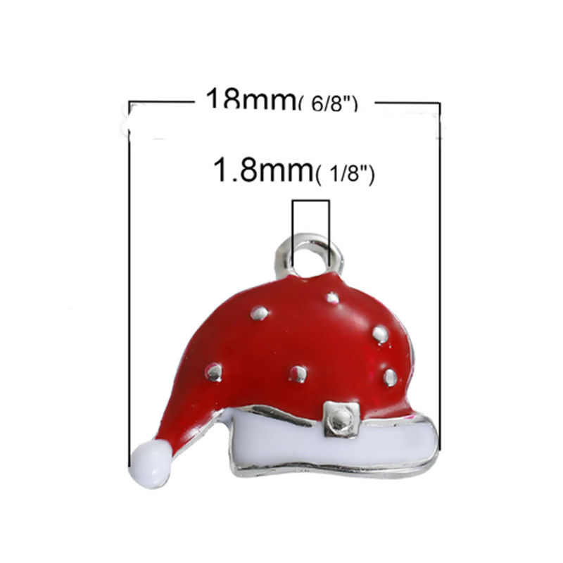 Picture of Zinc Based Alloy Charms Christmas Snowflake Gold Plated Red Rhinestone Green Enamel 23mm( 7/8") x 17mm( 5/8"), 5 PCs