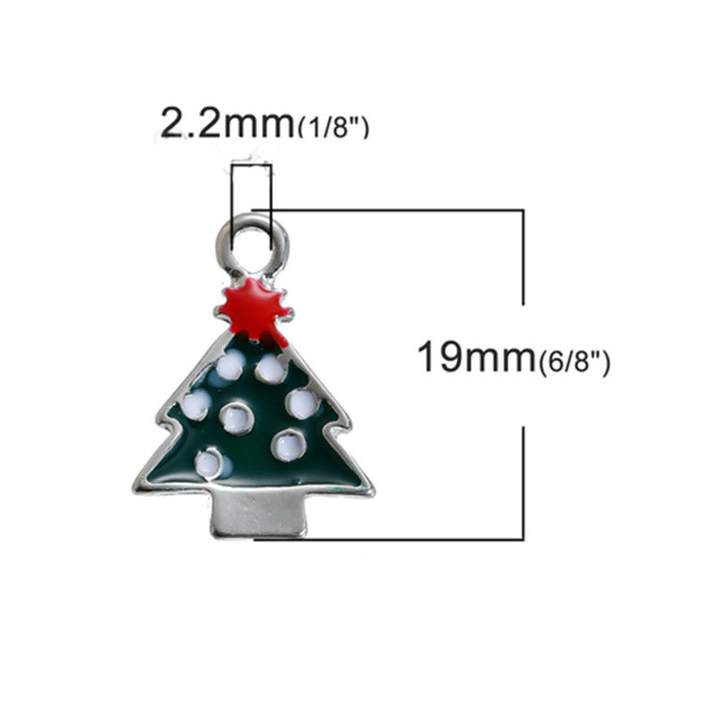 Picture of Zinc Based Alloy Charms Christmas Snowflake Gold Plated Red Rhinestone Green Enamel 23mm( 7/8") x 17mm( 5/8"), 5 PCs