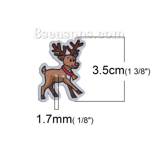 Picture of Natural Wood Sewing Buttons Scrapbooking 2 Holes Christmas Reindeer Brown 35mm(1 3/8") x 27mm(1 1/8"), 30 PCs