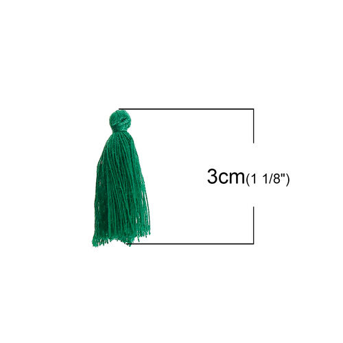 Image de Franges Pompons Glands en Polyester Vert 30mm, 5 Pcs