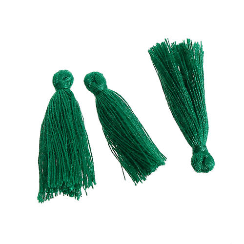 Image de Franges Pompons Glands en Polyester Vert 30mm, 5 Pcs