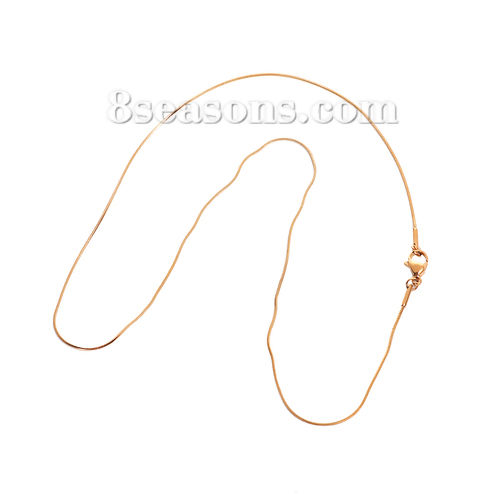 Picture of Wholesale Snake Chain Necklace, Gold Plated 304 Stainless Steel, Unisex Vacuum Plating Minimalist Gift Jewelry For Retailer, 45.5cm(17.9") long, Chain Size: 0.8mm, 1 Piece