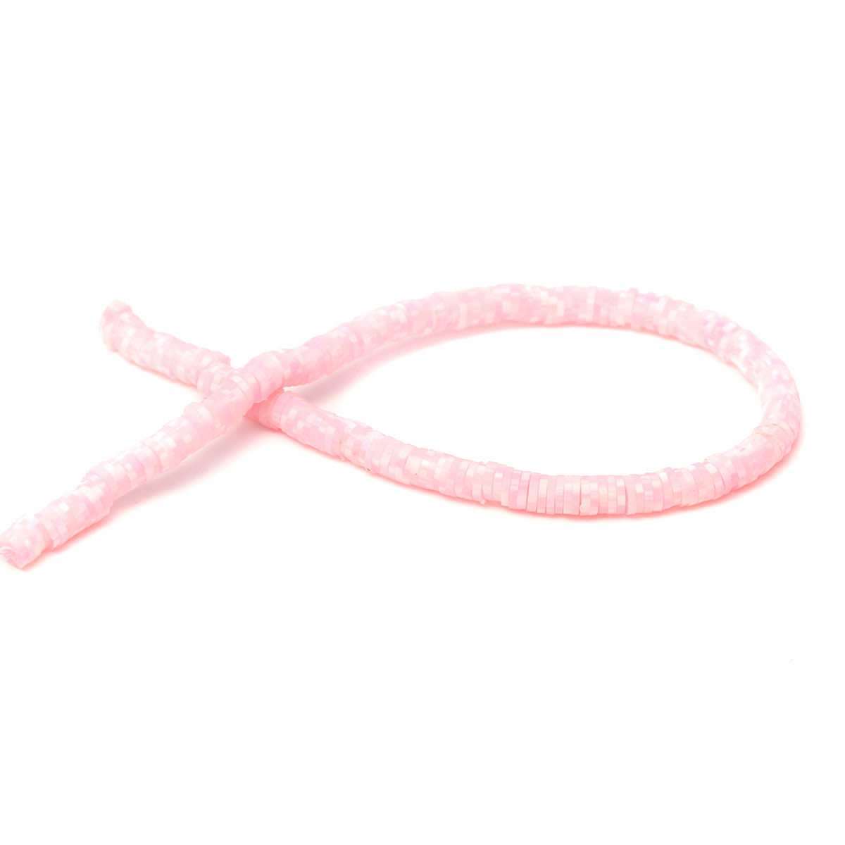 Picture of Polymer Clay Katsuki Beads Heishi Beads Disc Beads Round Light Pink About 4mm Dia, Hole: Approx 1.1mm, 40.5cm(16") - 40cm(15 6/8") long, 3 Strands (Approx 330 - 350 PCs/Strand)