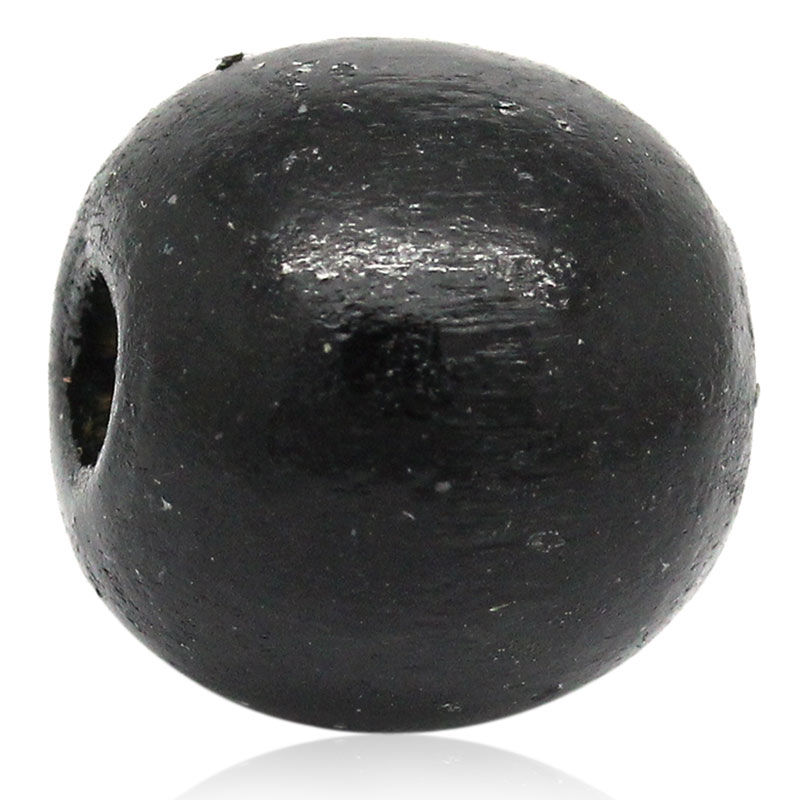 Picture of Natural Wood Spacer Beads Round Dyed Black 14mm Dia,Hole:Approx 4mm,100PCs