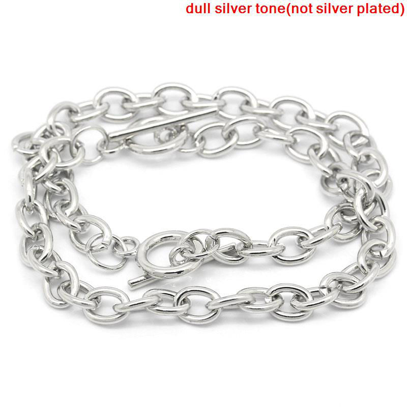 Picture of Alloy Toggle Clasp Bracelets Silver Tone 20cm(7 7/8") long, 1 Piece