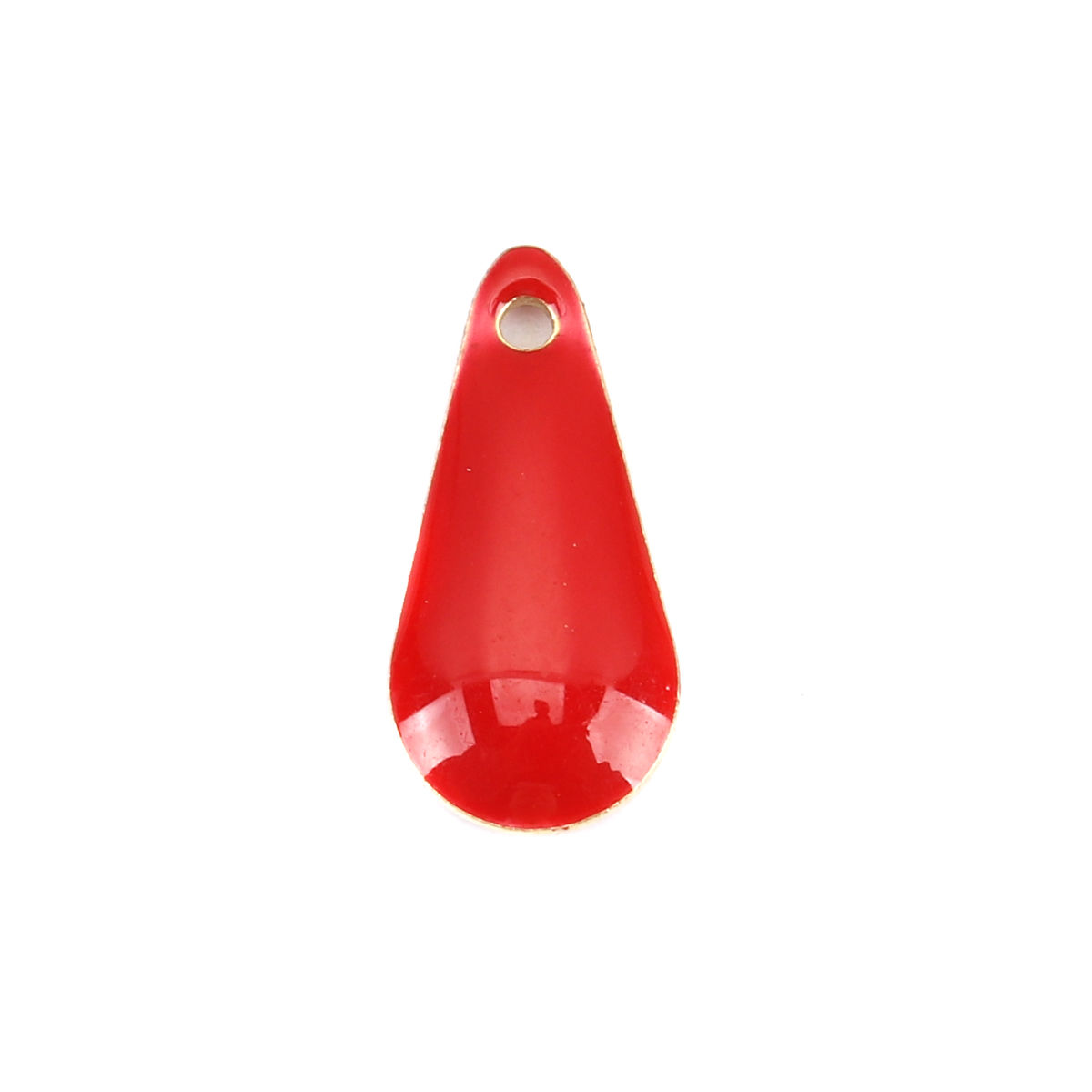 Imagen de Latón Lentejuelas Esmaltadas Colgantes Charms Metálico Rojo Gota 12mm x 5mm, 10 Unidades
