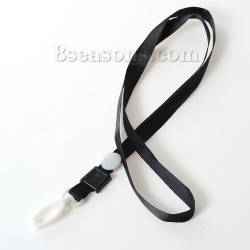 Picture of Polyester ID Holder Neck Strap Lanyard Black 43.5cm(17 1/8") long - 42cm(16 4/8") long, 20 PCs