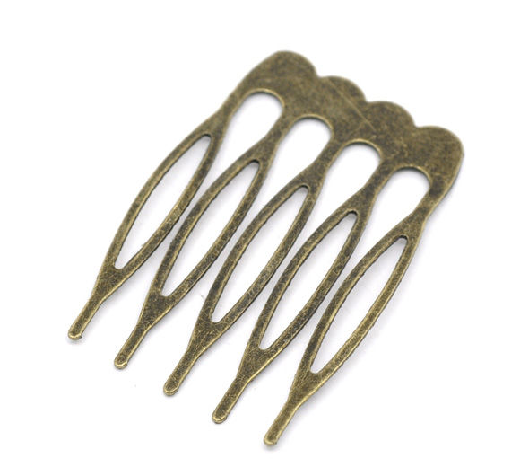 Imagen de Pinzas de pelo Aleación de Rectángulo Tono Bronce Color Plateado 3.9cm x 26mm, 30 Unidades