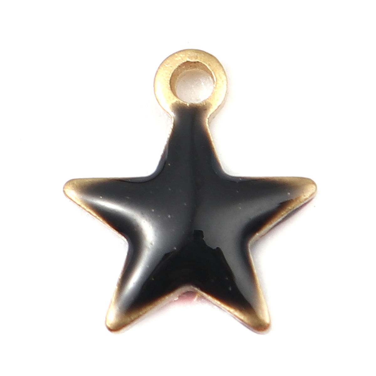 Immagine di Ottone Sequins Smaltati Charms Stella a Cinque Punte Colore di Ottone Nero 9mm x 8mm, 10 Pz