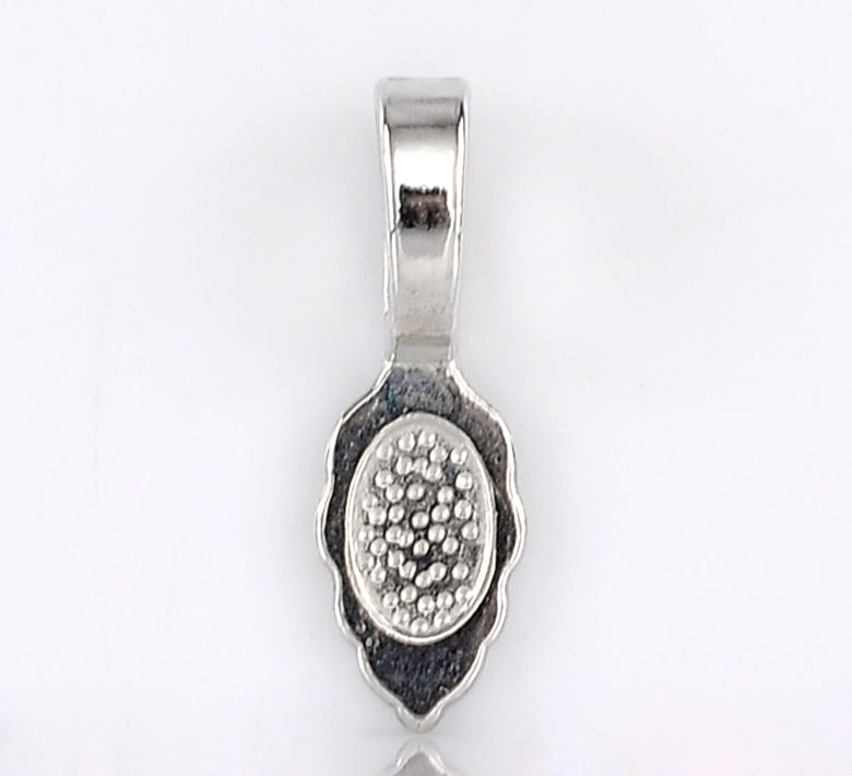 Imagen de Asa Aleación del Metal Del Zinc de Hoja , Tono de Plata y Punto 4.7mm x 8.3mm, 26mm x 8mm, 40 Unidades