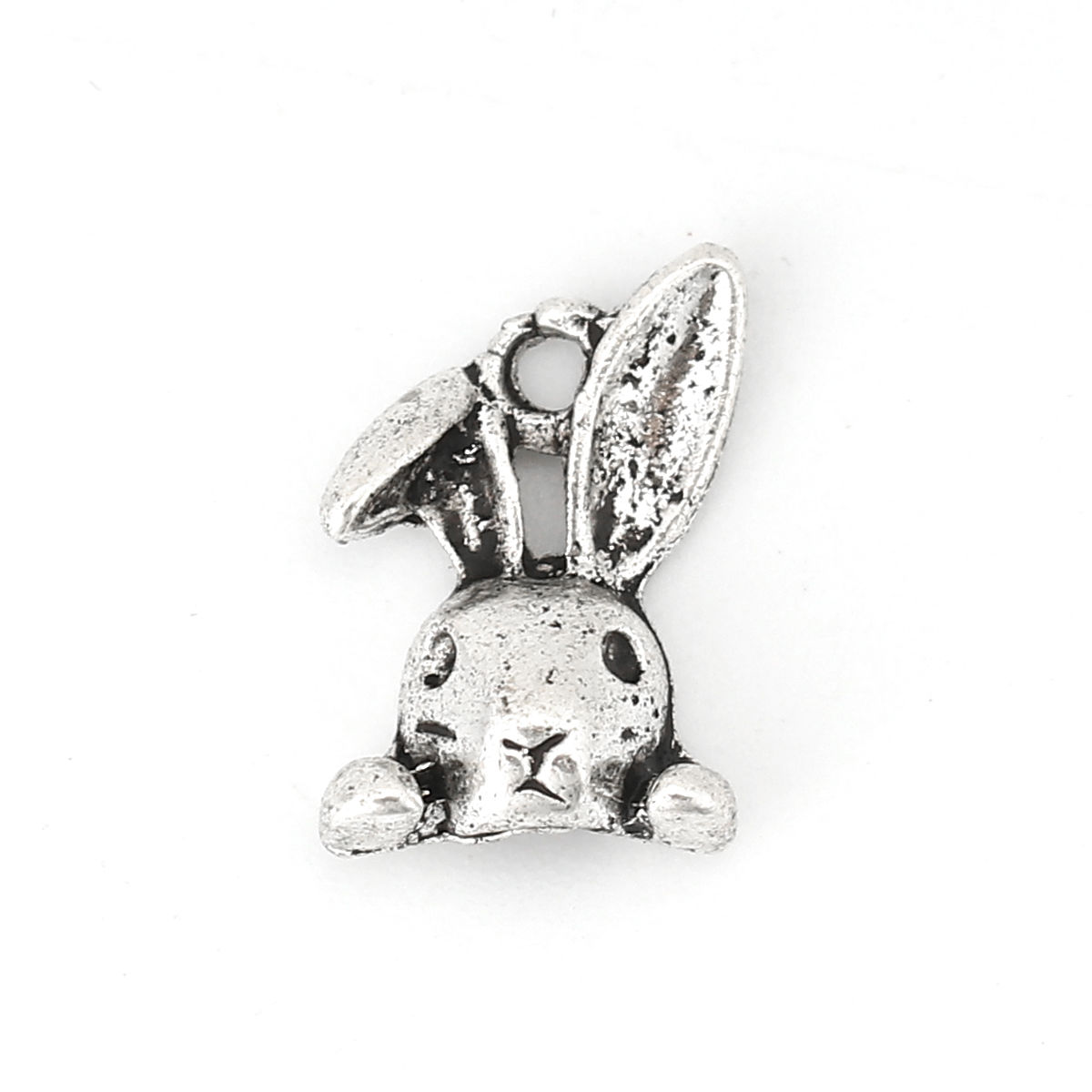 Imagen de Zamak Colgantes Charms Conejo Plata Antigua (Apta ss5 Pointed Back Rhinestone) 14mm x 9mm, 50 Unidades