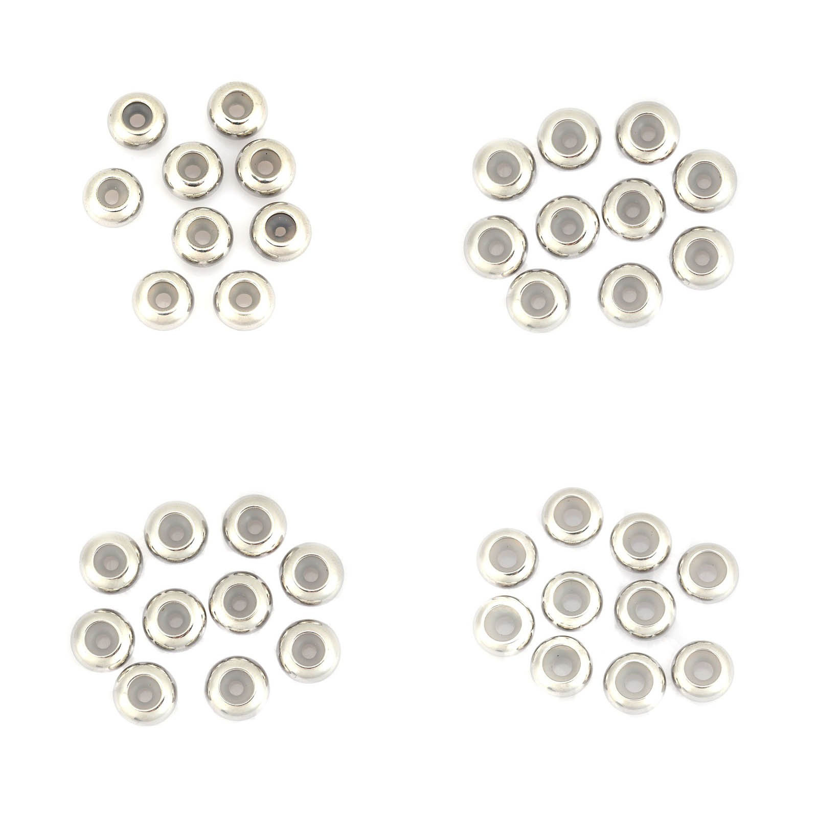 Image de Perles à Fermoir Coulissant en 304 Acier Inoydable Rond      
