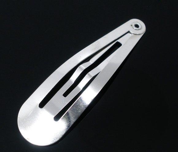 Imagen de Pinzas de pelo Aleación de Gota Tono de Plata 4.9cm x 13mm, 20 Unidades