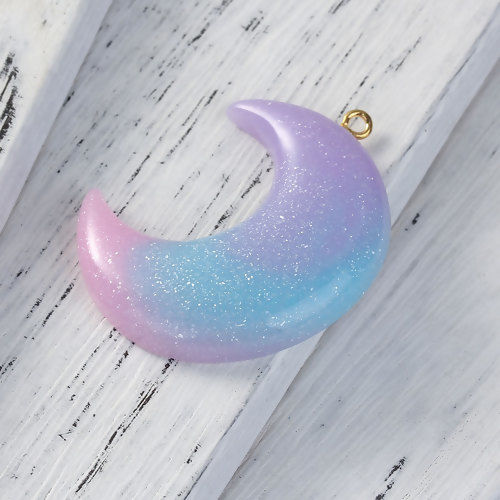 Immagine di Resina Ciondoli Luna Brillio Multicolore 44mm x 35mm, 5 Pz