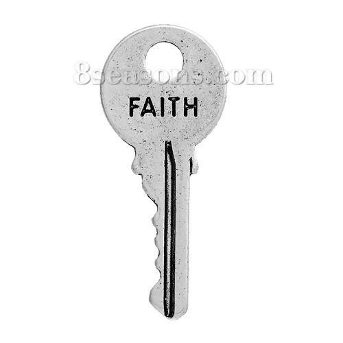 亜鉛合金 チャーム キー 文字 " FAITH"  の画像