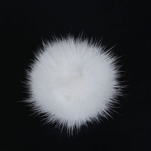 Imagen de Bolas Pompón Visón , Blanco con Círculos 50mm 1 Unidad