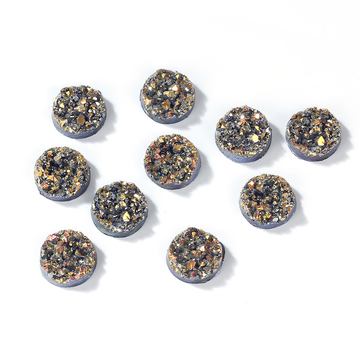 Immagine di Druzy /Drusy Resina Cabochon per Abbellimento Tondo Multicolore Nulla Disegno 12.0mm Dia, 50 Pz 