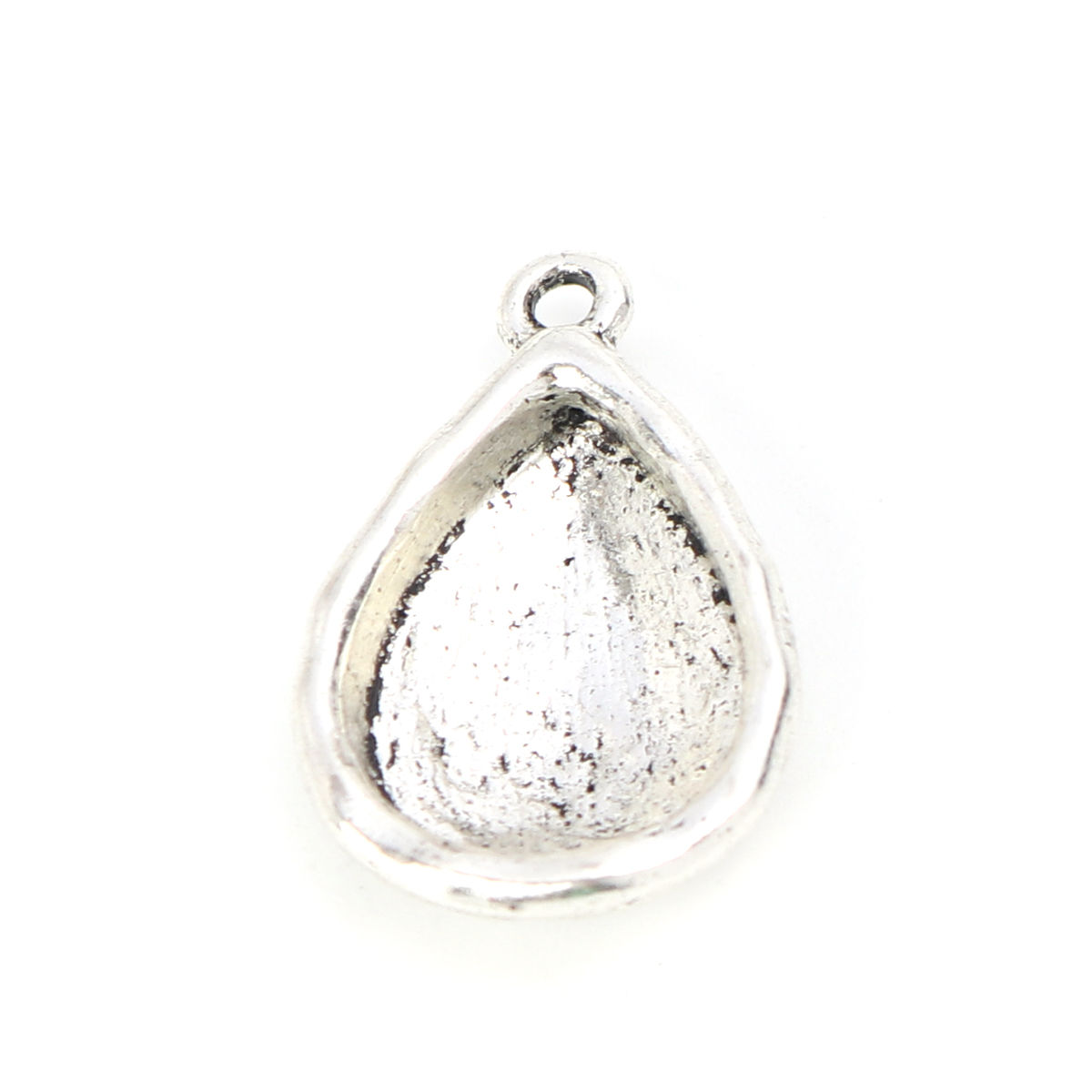 Imagen de Zamak Soporta a Cabachones Colgantes Charms Gota Plata Antigua (Apta 19mm x 13mm) 28mm x 17mm, 10 Unidades