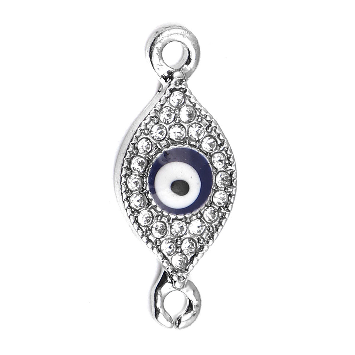 Picture of Zinc Based Alloy Connectors Evil Eye Enamel Clear Rhinestone 