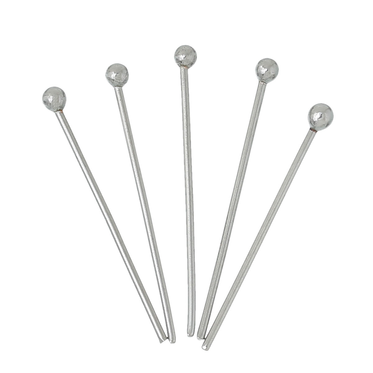 Imagen de Alfileres de cabeza de bola 304 Acero Inoxidable de Tono de Plata 3cm de longitud 0.7mm (21 gauge), 200 Unidades