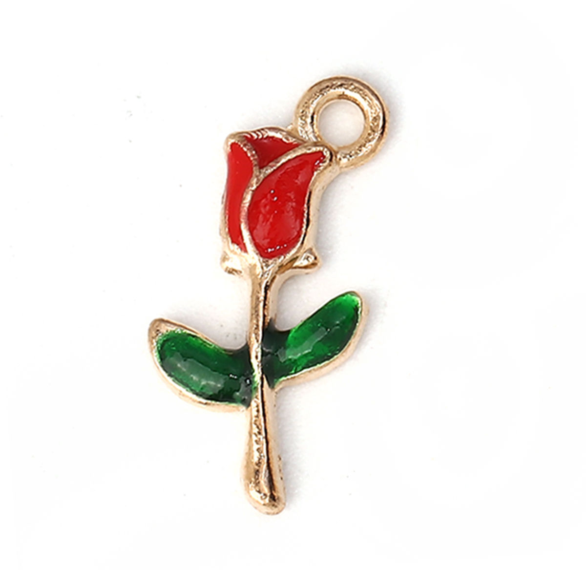 Picture of Zinc Based Alloy Charms Rose Flower & Enamel 