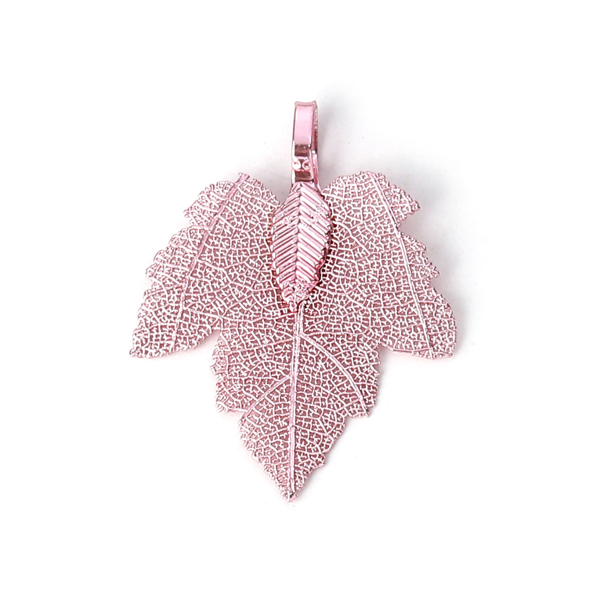 Immagine di Ottone Ciondoli Foglia d'Acero Rosa 36mmx 28mm, 2 Pz