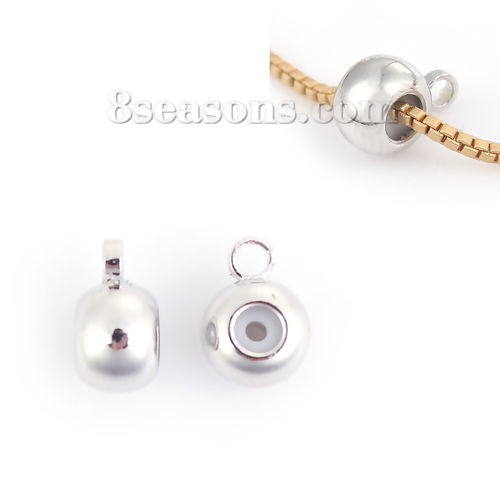 Image de Perles à Fermoir Coulissant en Laiton Forme Rond Avec Noyau de Silicone Ajustable & Boucle