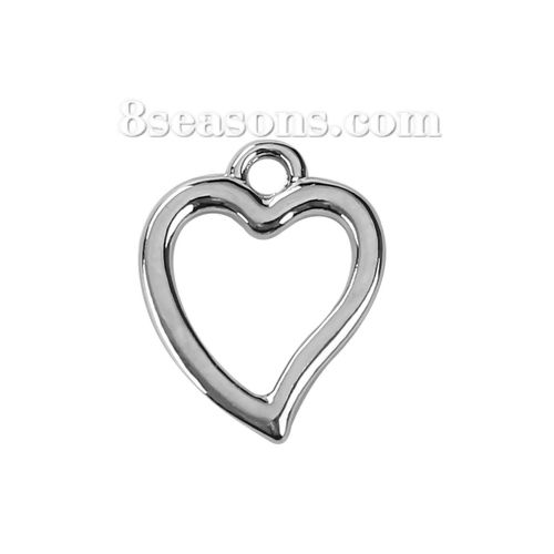 Immagine di Lega di Zinco Charms Cuore Tono Argento 16mm x 12mm , 20 Pz
