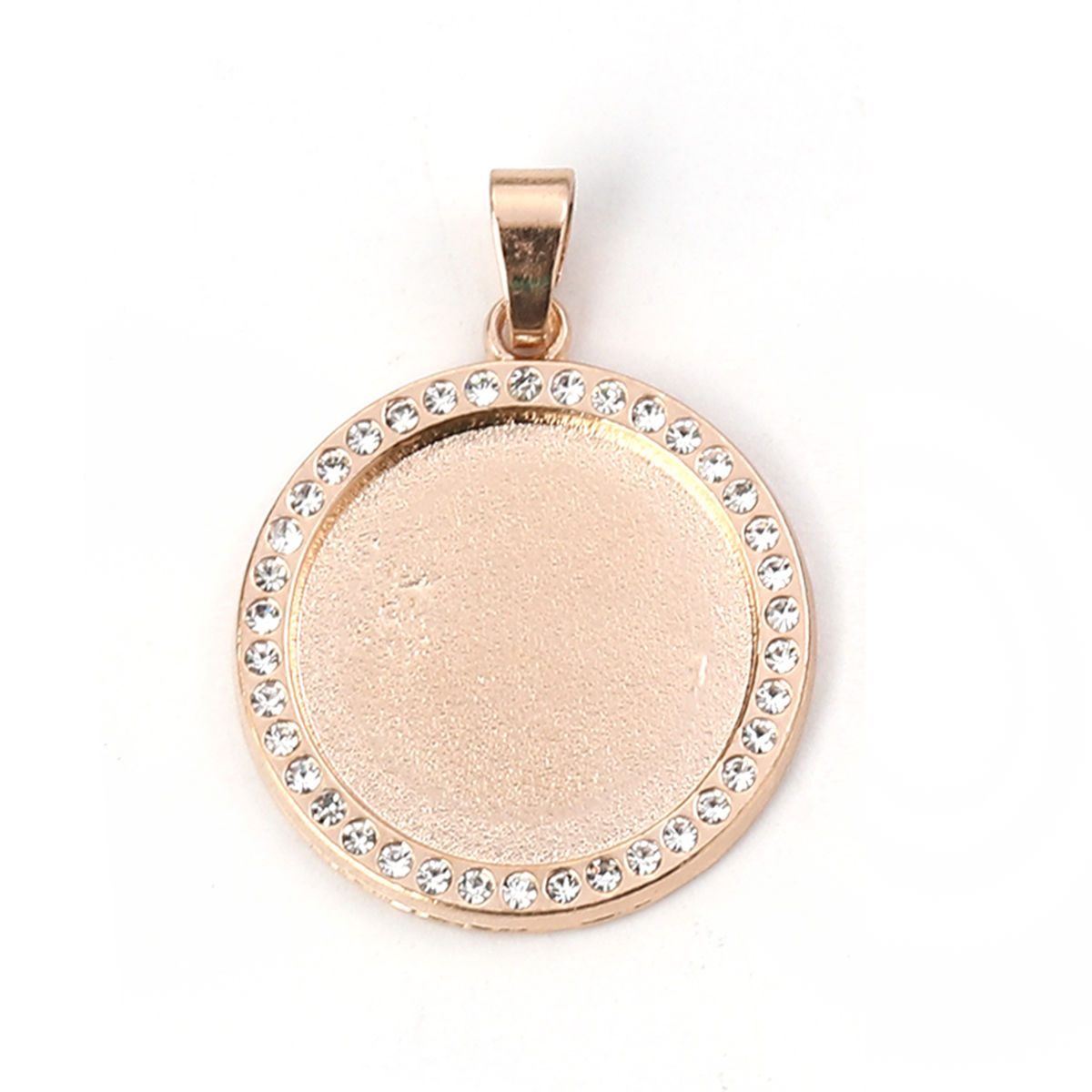 Imagen de Zamak Colgantes Ronda KC Dorado Base Camafeo (Apta 20mm) Transparente Rhinestone 34mm x 25mm, 3 Unidades