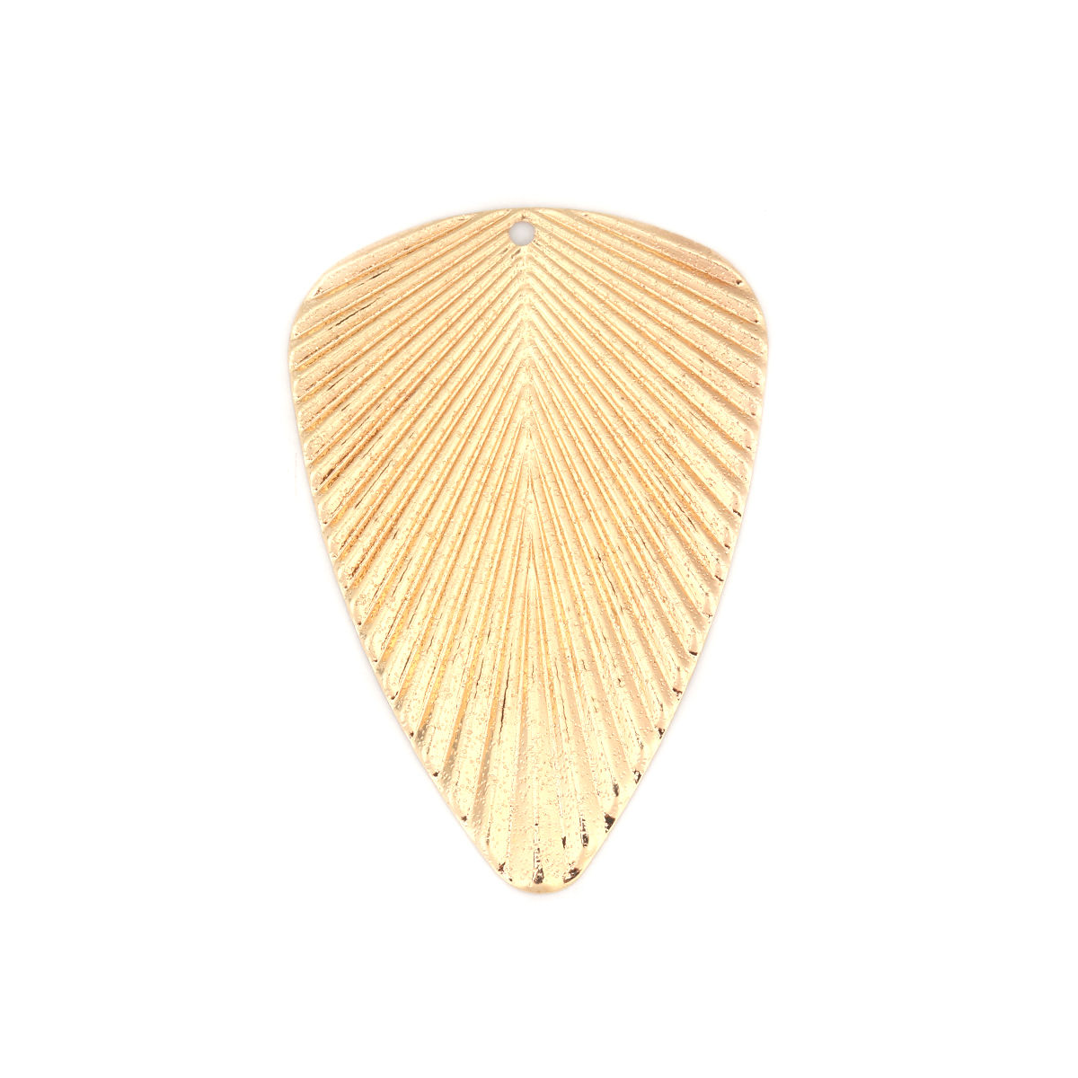 Picture of Brass Pendants Gold Plated Triangle Texture Sparkledust 47mm x 33mm, 5 PCs