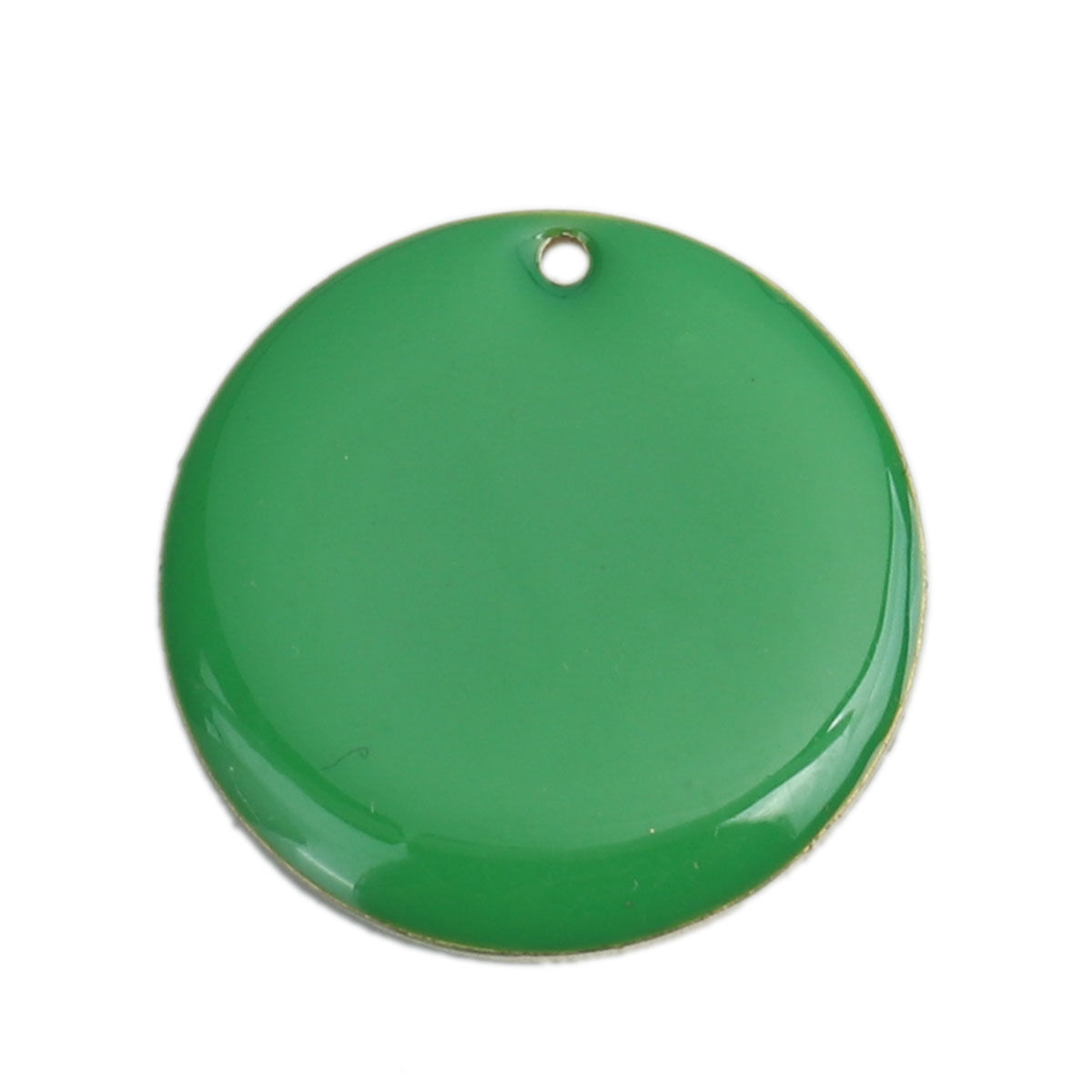 Imagen de Latón Lentejuelas Esmaltadas Colgantes Charms Chapado en Oro Hierba Verde Ronda 25mm Dia., 5 Unidades