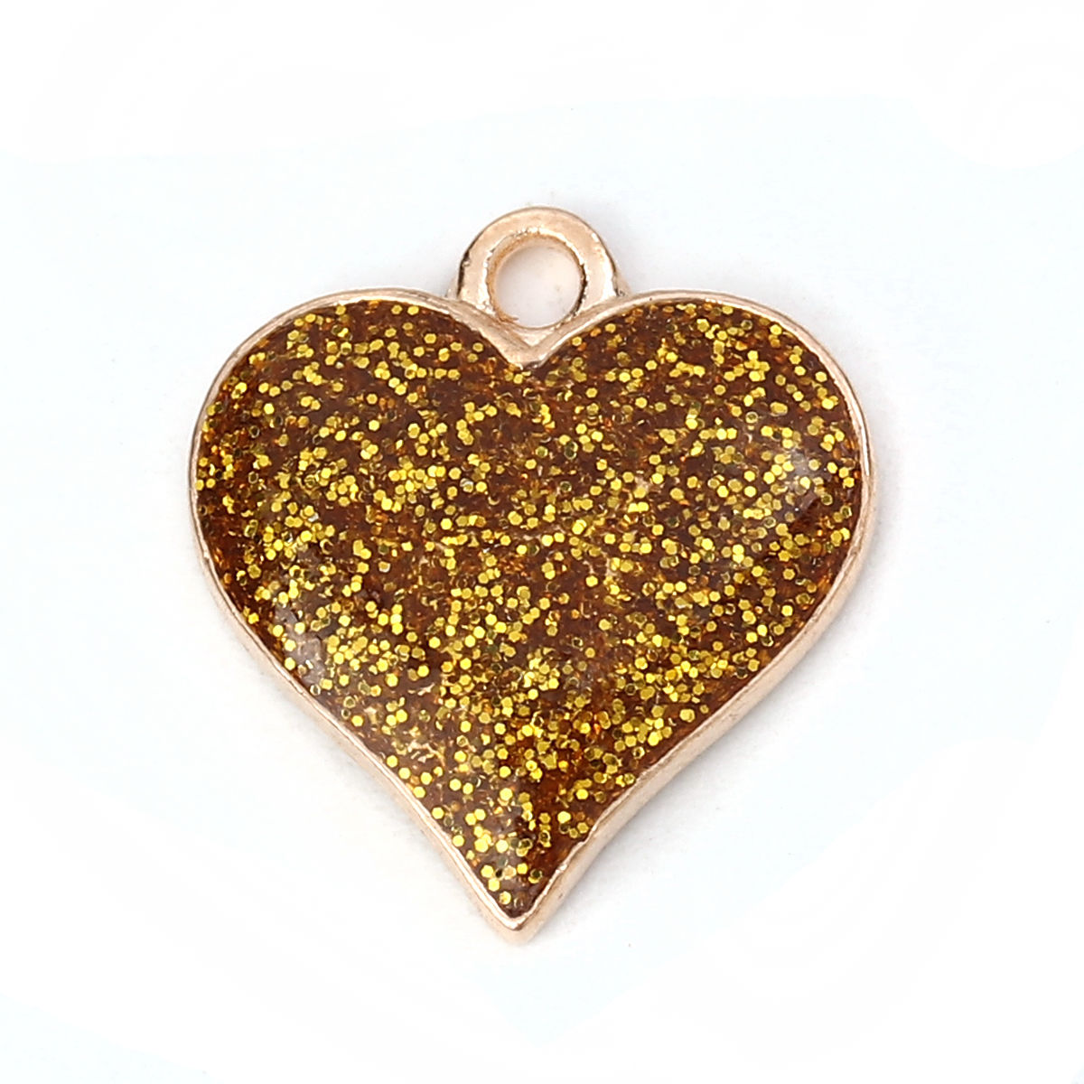 Immagine di Lega di Zinco Charms Cuore Oro Placcato Oro Brillio 17mm x 16mm , 10 Pz