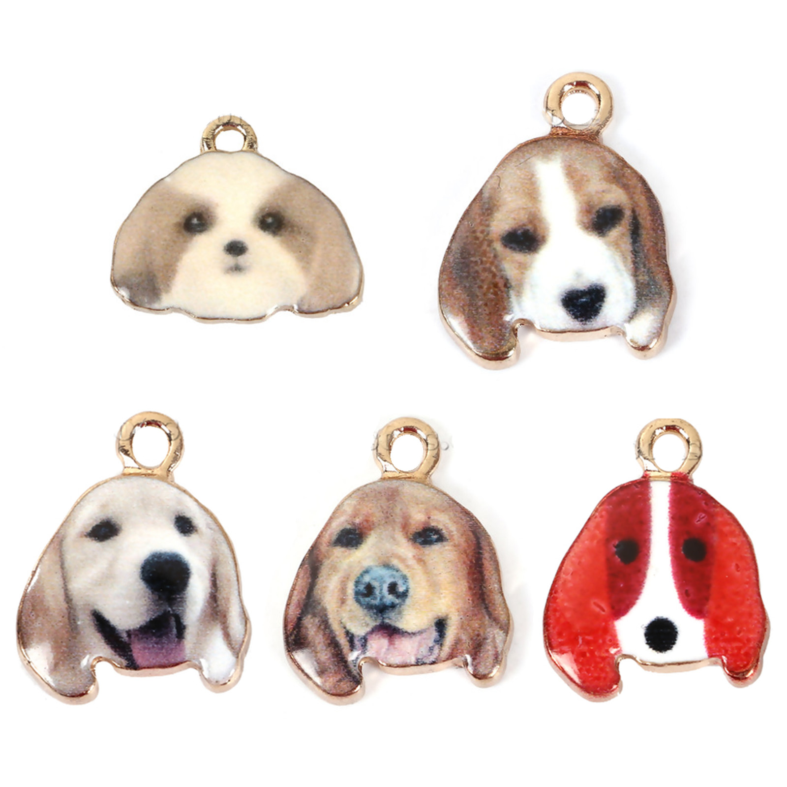 Imagen de Zamak Colgantes Charms Labrador Retriever Animal Chapado en Oro Blanco 18mm x 14mm, 10 Unidades