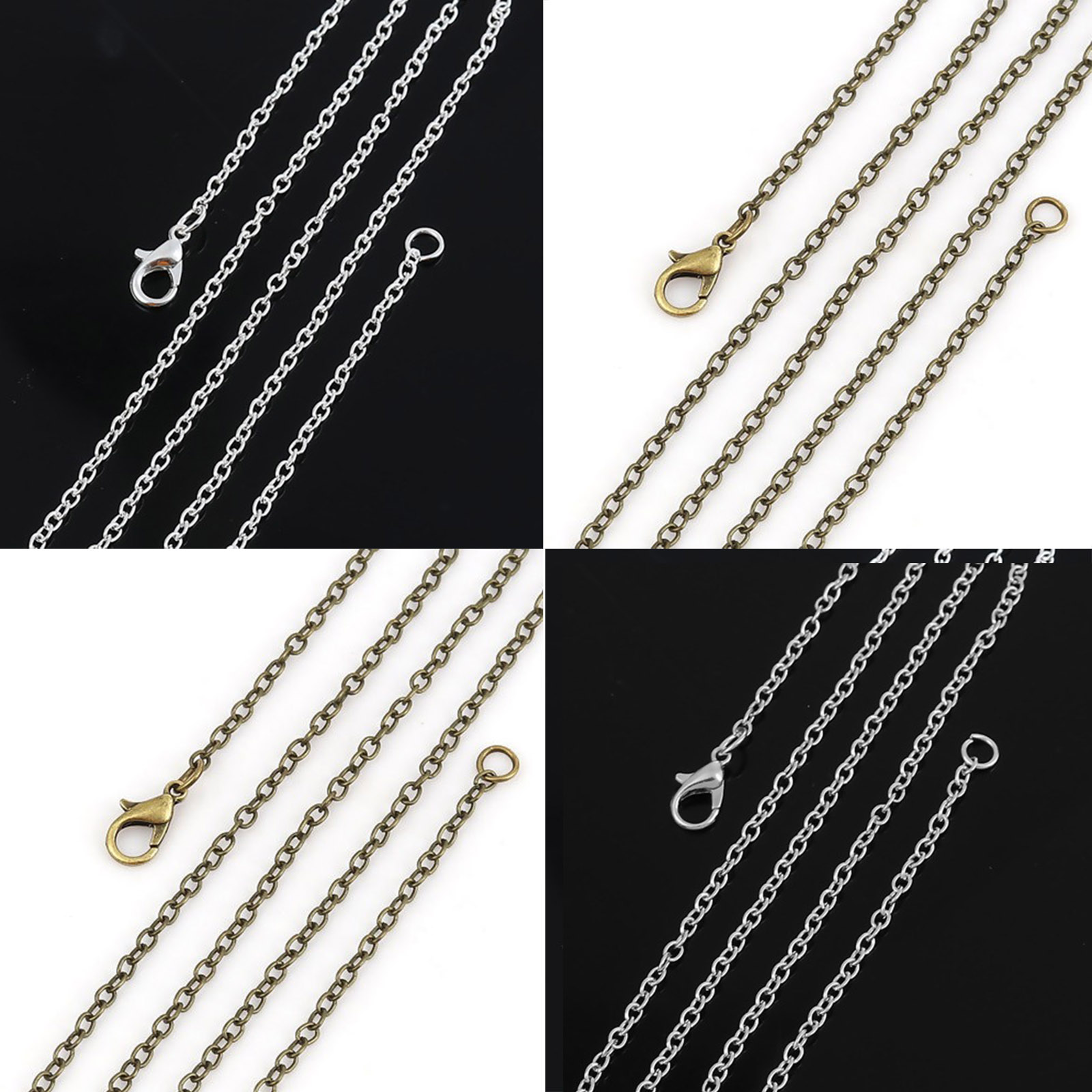 Immagine di Lega di Ferro Cavo Catena Collana Argento Placcato 45.5cm Lunghezza, Dimensione della Catena: 3x2.2mm 1 Pacchetto ( 12 Pz/Pacco)