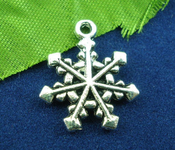 Изображение Подвеска  "Рождество Снежинка " Античное Серебро, 20x16mm, Проданная 40шт