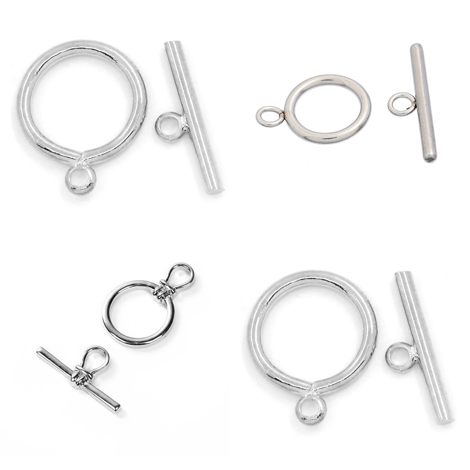 Imagen de Cierres de Palanca Cobre de Ronda,Tono de Plata 15mm x 12mm 15mm x 4.5mm, 10 Juegos