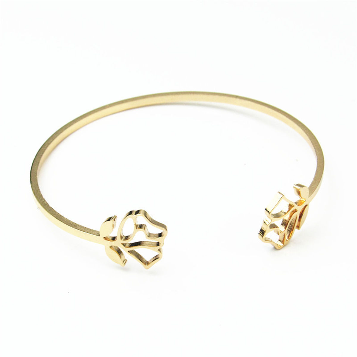 Immagine di Acciaio Inossidabile Aprire Braccialetti Oro Placcato Rosa 18cm Lunghezza, 1 Pz